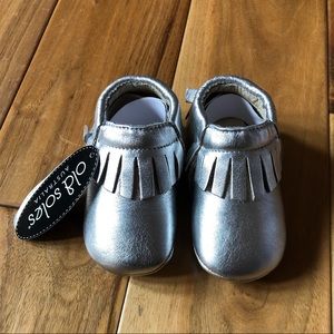 Old soles silver baby shoes